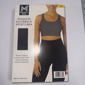 Member's Mark Seamless Racerback Sports Bra Size M Black New In Box
